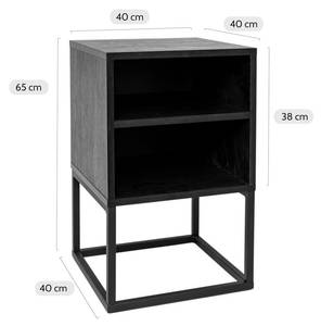 Nachttisch Chicago Schwarz - Metall - Naturfaser - 40 x 65 x 40 cm