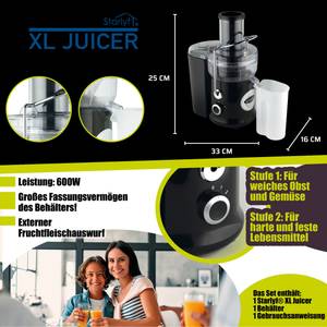 Entsafter Xl Juicer Schwarz - Kunststoff - 16 x 25 x 30 cm