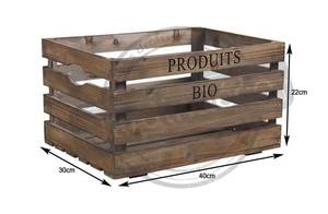 Caisse en bois Produits bio Bois massif - 40 x 22 x 30 cm