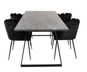 Essgruppe Estelle 37 (5-teilig) Schwarz - Massivholz - 90 x 76 x 200 cm