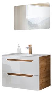 Badezimmer Waschplatz Set 80cm 2-teilig Weiß - Holzwerkstoff - 80 x 200 x 46 cm