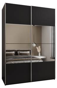 Armoire Lux 4 Noir - Argenté - Largeur : 170 cm