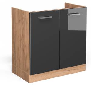 Meuble bas sous-évier R-Line 37118 Anthracite brillant - Imitation chêne truffier de sonoma