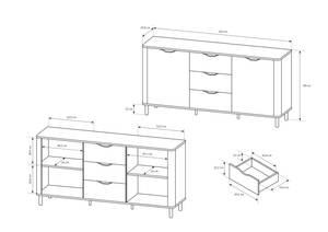 Commode SANTI 2D3S Beige - Bois manufacturé - Matière plastique - 163 x 80 x 40 cm