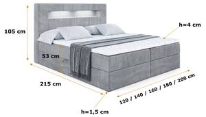 Boxspringbett - ORGOL Grau - Breite: 200 cm - H3