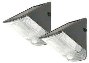 2x Solarleuchte Außen Bewegungsmelder Silber - Metall - Kunststoff - 11 x 15 x 12 cm