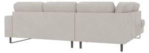 Sage Ecksofa mit Ottomane in Cord-Stoff Beige - Armlehne beidseitig montierbar - Ecke davorstehend links - Ottomane davorstehend links