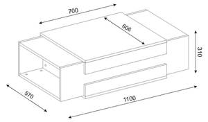 Table basse Muphrid Blanc - Bois manufacturé - 57 x 31 x 110 cm