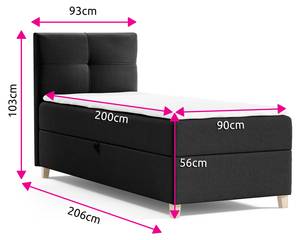 Boxspringbett Candy Mini Grau - Breite: 93 cm