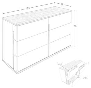 Commode 7168 Gris - Bois manufacturé - 135 x 76 x 48 cm