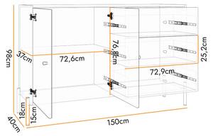 Sideboard Raviero Breite: 150 cm