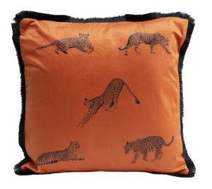 Coussin Panter Polyester - Orange / Noir