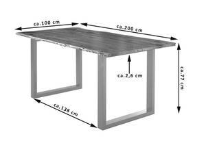 Esstisch LUBIN Akazie Dekor - Braun - 200 x 100 cm - Silber