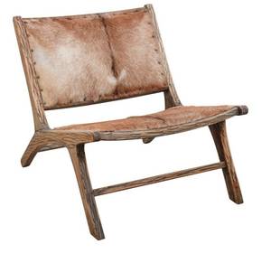 Fauteuil en bois d'acajou et peau de chè Bois manufacturé - 67 x 70 x 77 cm