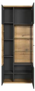 Vitrinenschrank Norris Grau - Holz teilmassiv - 80 x 205 x 37 cm