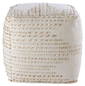 Pouf Würfel Jute Boho Braun - Weiß - Naturfaser - 45 x 45 x 45 cm