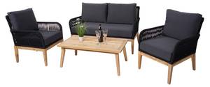 Gartengarnitur H58 (4-teilig) Schwarz - Braun - Grau - Metall - Holzart/Dekor - Holz teilmassiv - 135 x 80 x 62 cm