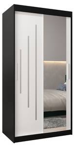 Armoire à portes coulissantes york 2 Noir - Blanc - Largeur : 100 cm - 2 porte