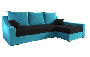 Ecksofa ONTARI Schwarz - Blau - Ecke davorstehend rechts