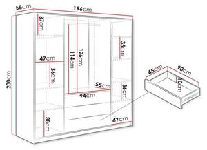 Armoire LIZANDRO Noir - Bois manufacturé - 58 x 200 x 196 cm