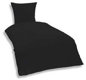 Bettwäsche Uni schwarz 135 x 200 cm Schwarz - Textil - 135 x 3 x 200 cm