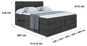 Boxspringbett MIAMI KING Schwarz - Breite: 140 cm