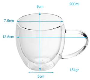 4x Thermo Glas Teeglas Kaffeeglas 200ml Glas - 12 x 20 x 20 cm