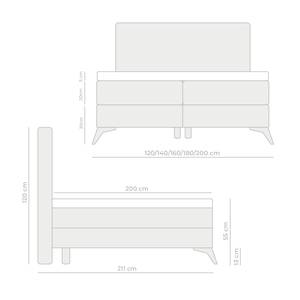 Boxspringbett Lilotte Taschenfederkern Grau - Holzwerkstoff - Massivholz - Textil - 120 x 120 x 211 cm