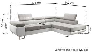 Ecksofa SOLAM L Schwarz - Weiß - Bettkasten rechts - Mit Bettkasten