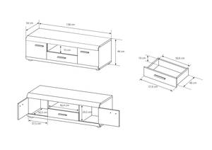 Meuble de télévision ELEN RTV138 Marron - Bois manufacturé - Matière plastique - 138 x 44 x 54 cm