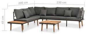 Garten-Sofagarnitur Grau - Massivholz - Holzart/Dekor - 200 x 65 x 230 cm