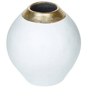 Vase décoratif LAURI Doré - Blanc - Céramique - 31 x 31 x 31 cm