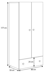 Kleiderschrank STELLA WR80 2D1D3S Grau - Weiß