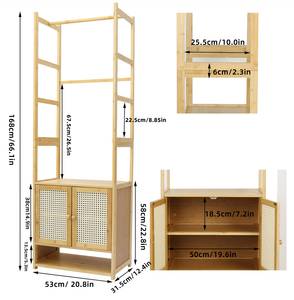 Kleiderständer mit Schuhregal Holz Beige - Bambus - Holzwerkstoff - 31 x 168 x 53 cm