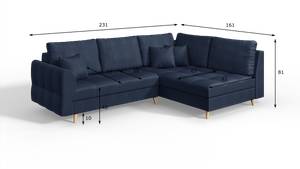 Skandinavisches Ecksofa Amber mit Hocker Blau - Ecke davorstehend rechts