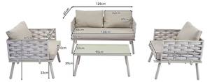 Gartenlounge-Set 4tlg Phanes Ⅱ Beige - Weiß