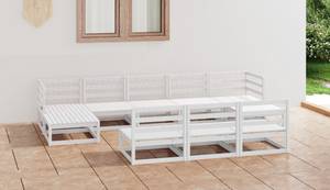 Garten-Lounge-Set (10-teilig) 3009740 Weiß - Massivholz - Holzart/Dekor - 70 x 30 x 70 cm