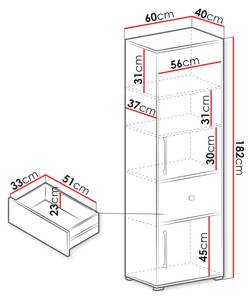 Kleiderschrank Step 02 Braun - Holzwerkstoff - 60 x 182 x 40 cm