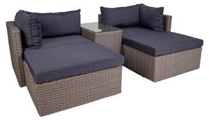 Loungeset Rosino Grau - Rattan - 158 x 65 x 190 cm