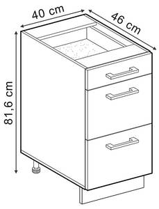 Meuble cuisine R-Line 41153 Noir brillant - Blanc - Largeur : 40 cm