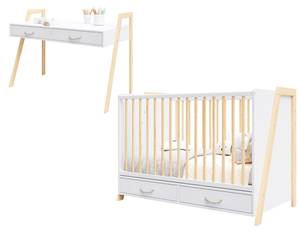 Mitwachsendes Babybett Beige - Massivholz - 66 x 90 x 128 cm