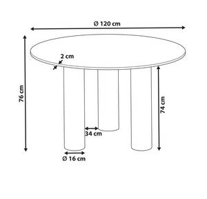 Table de salle à manger ORIN Marron - Bois manufacturé - 120 x 76 x 120 cm