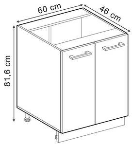 Meuble bas de cuisine R-Line 30473 Bordeaux brillant - Blanc