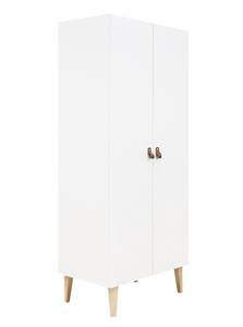 armoire 2-portes Indy Blanc - Bois massif - 80 x 190 x 50 cm