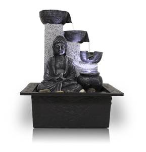 Led Zimmerbrunnen FoBuddha Grau - Kunststoff - 21 x 26 x 19 cm