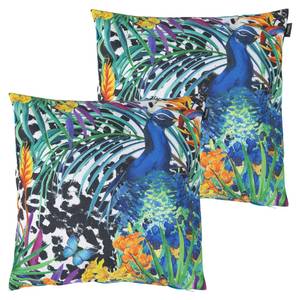 Sitzissen Pfau 2er Set Blau - Kunststoff - 43 x 11 x 11 cm