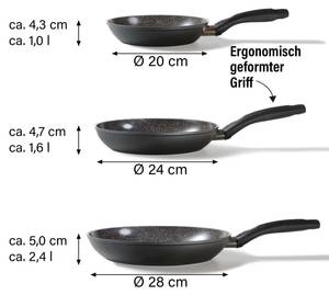 Pfannenset Ceramic 3 teilig 20/24/28 cm Grau - Metall - 35 x 17 x 35 cm