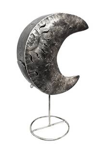 Photophore lune en métal argenté Gris - Métal - 23 x 98 x 30 cm