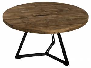 Table basse ronde en teck recyclé Marron - Bois massif - 75 x 41 x 75 cm