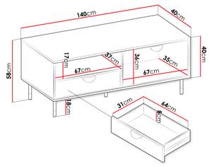 TV-Lowboard Vunotis 1K Schwarz - Holzwerkstoff - 140 x 58 x 40 cm